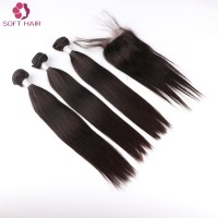 China manufacturer virgin brazilian straight lace closure straight hair bundles