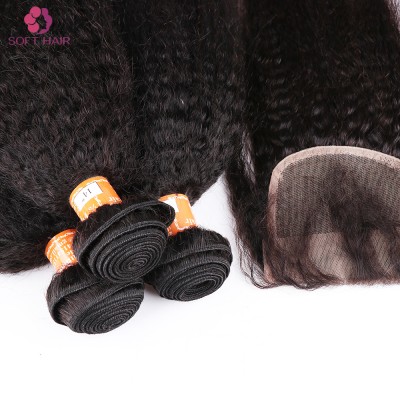 China manufacturer human kinky straight hair bundle human hair closure and lace frontal