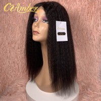 GZAmber Afro Kinky Straight Wig 4x4 Closure Wig Indian Virgin Cuticle Aligned Human Hair