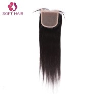 Brazilian human hair silk straight frontal lace closure with bundles