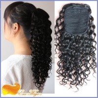 Brazilian Curly Virgin Hair Ponytail Hairpiece 100% Human Hair Clip In Ponytail Hair Extension