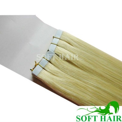 12A Top Quality Tape In Human Hair Extensions 613 Double Drawn Blonde Russian Hair Remy Cuticle Tape Hair Extension