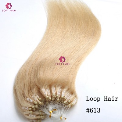 wholesale 9a high quality 613 blonde color brazilian micro ring loop hair extensions