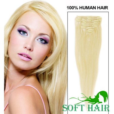 Wholesale soft clip in malaysian hair extensions blonde 613 color 7 piece set 100g 100% human hair clip in layer hair extension