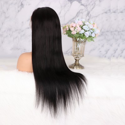 Straight wave front lace wig indian hair natural color brazilian hair wigs lace 100% human hair frontal lace wig