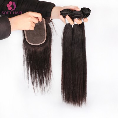 China manufacturer remy lace front closure with bundles straight bundle hair