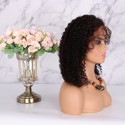 Natural Color Wigs Virgin Hair Cheap Human Hair Curly Wigs Short Lace Front Wig 13*4